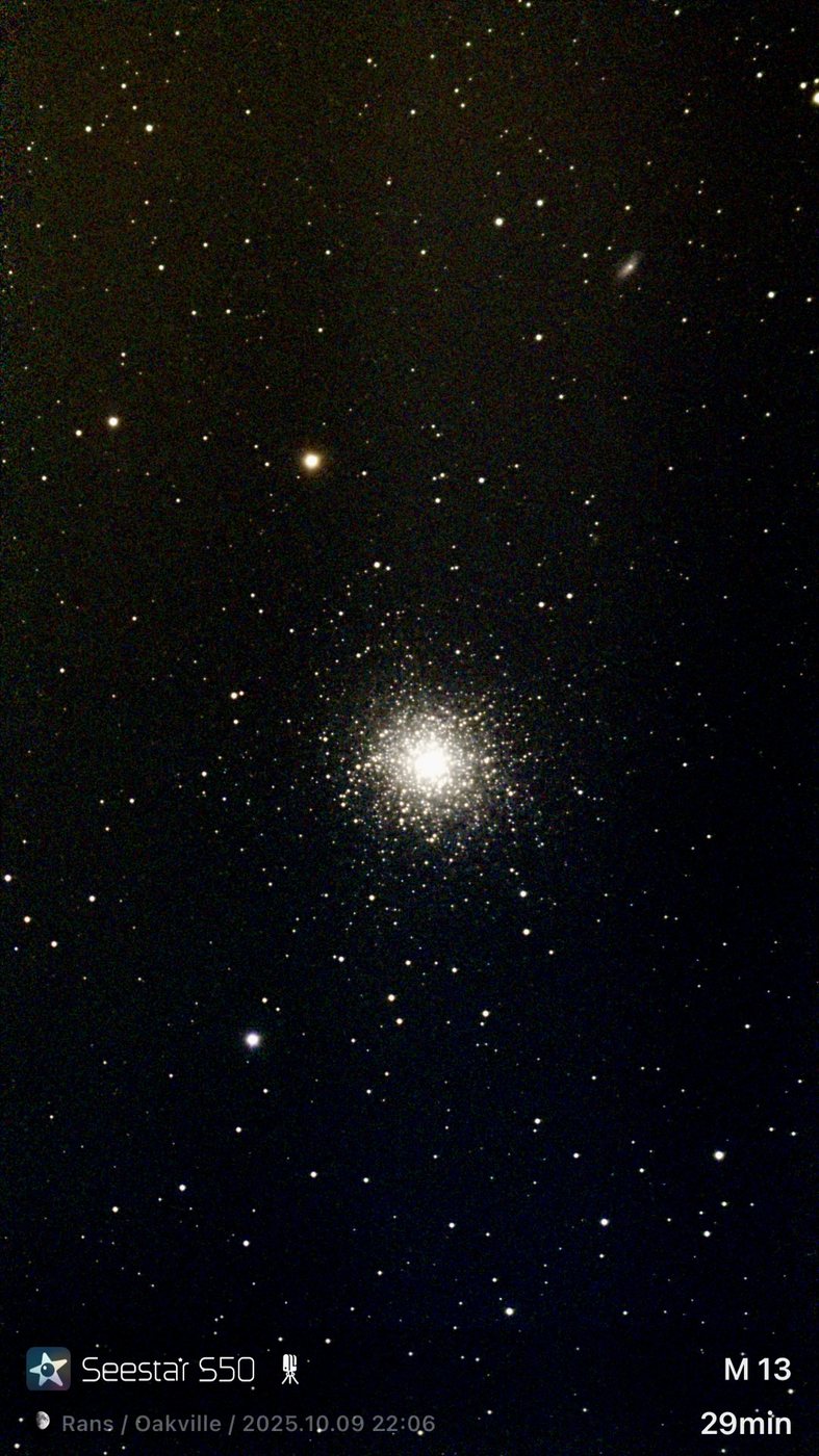 M13 globular cluster photographed with a Seestar S50