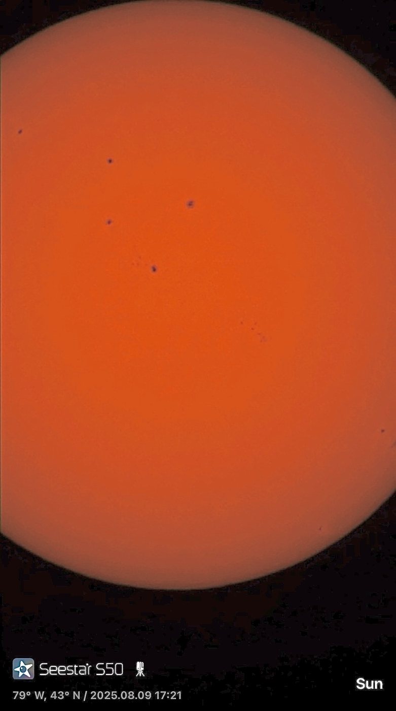Sunspots photographed with a Seestar S50